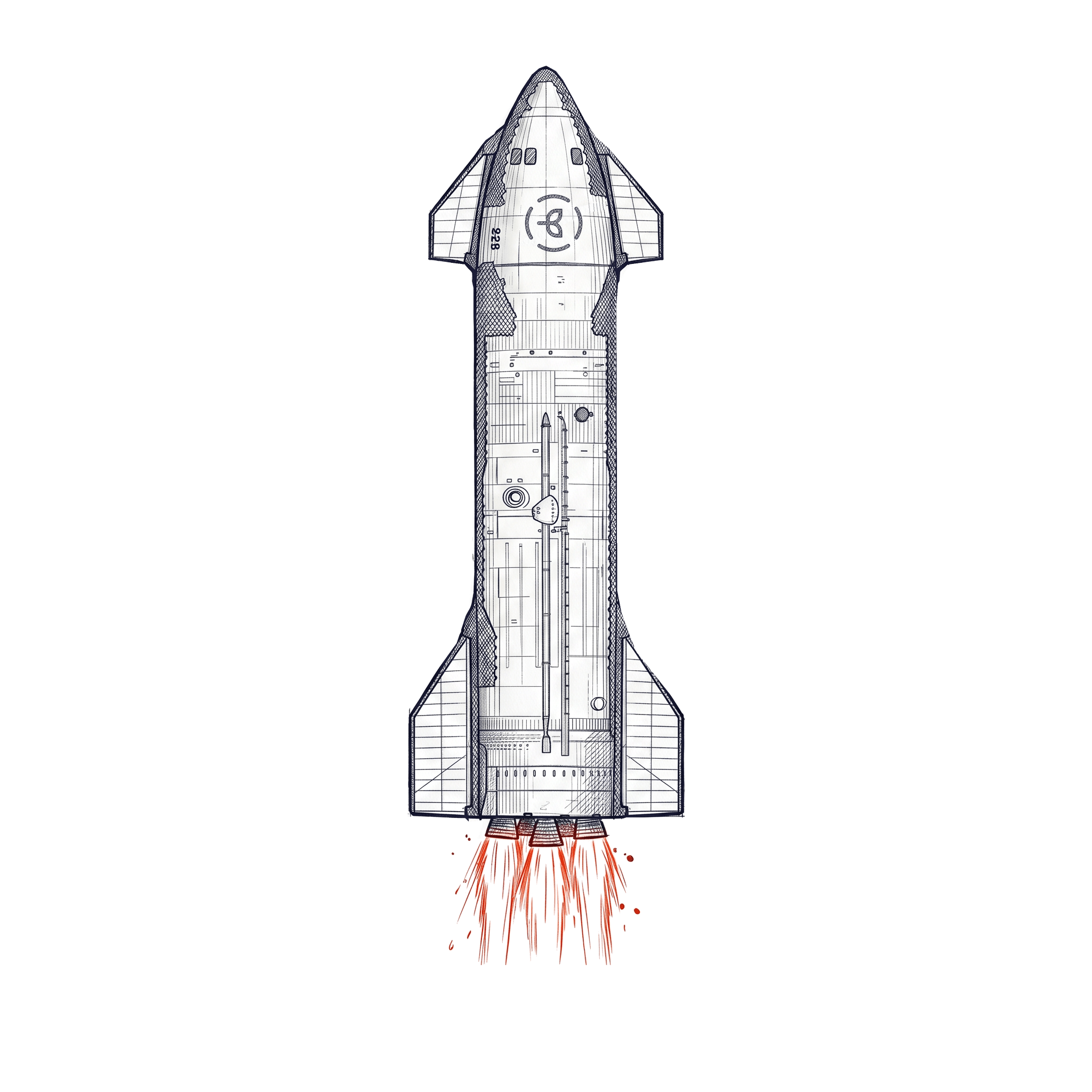 starship hand drawn illustration